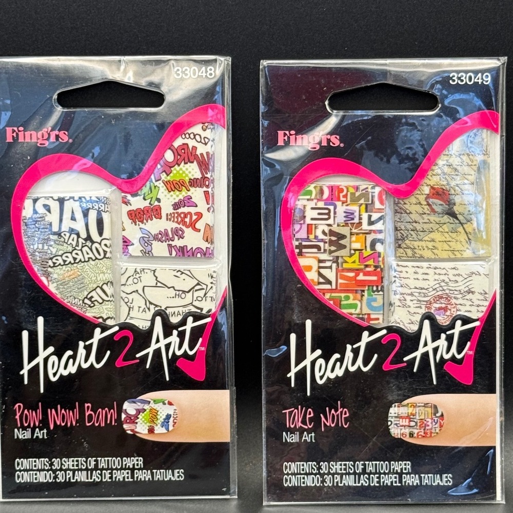 Fingrs Heart 2 Art Nail Art Tattoo Paper 60 Sheets Pow Wow Bam Take‎ Note